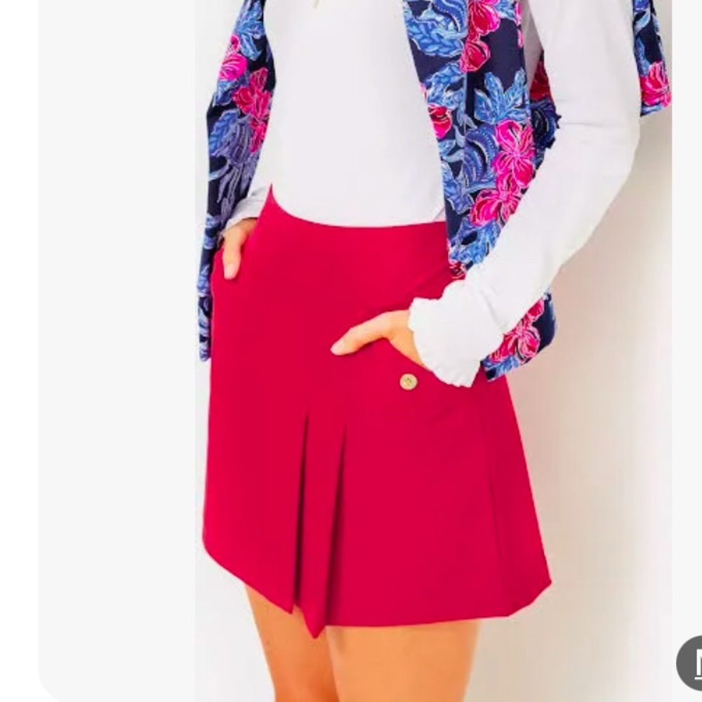 NWT Lilly Pulitzer Luxletic Antibes Skort UPF 50 Pink (Poinsettia Red) Size 16